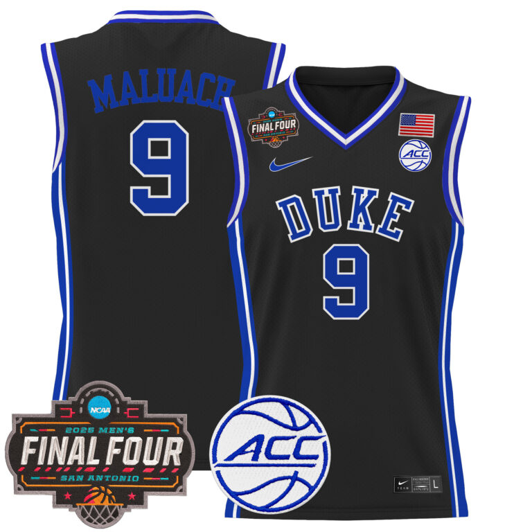 Men Duke Blue Devils 9 Maluach black 2025 Final Four Patch NCAA Jersey